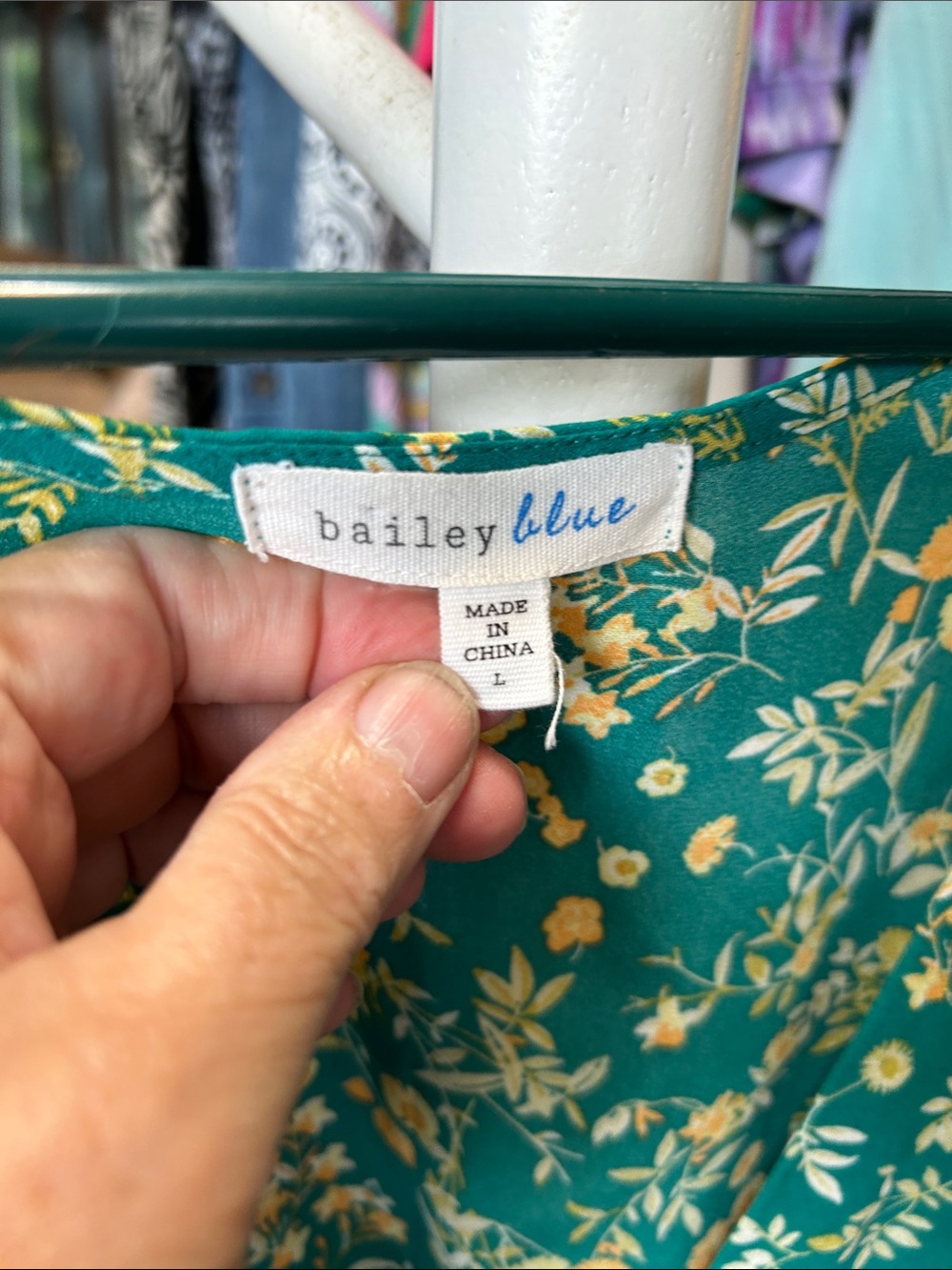 bailey blue Teal Floral V-Neck Midi Dress with Flutter Sleeves Size L - Picture 3 of 4